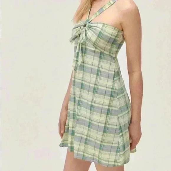 NWT Urban Outfitters Plaid Mini Dress with Keyhole - Picture 1 of 7